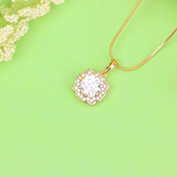 "White Sparkling Round-Cut Pendant in Rose Gold, XPPT1632 - Picture 13 of 13